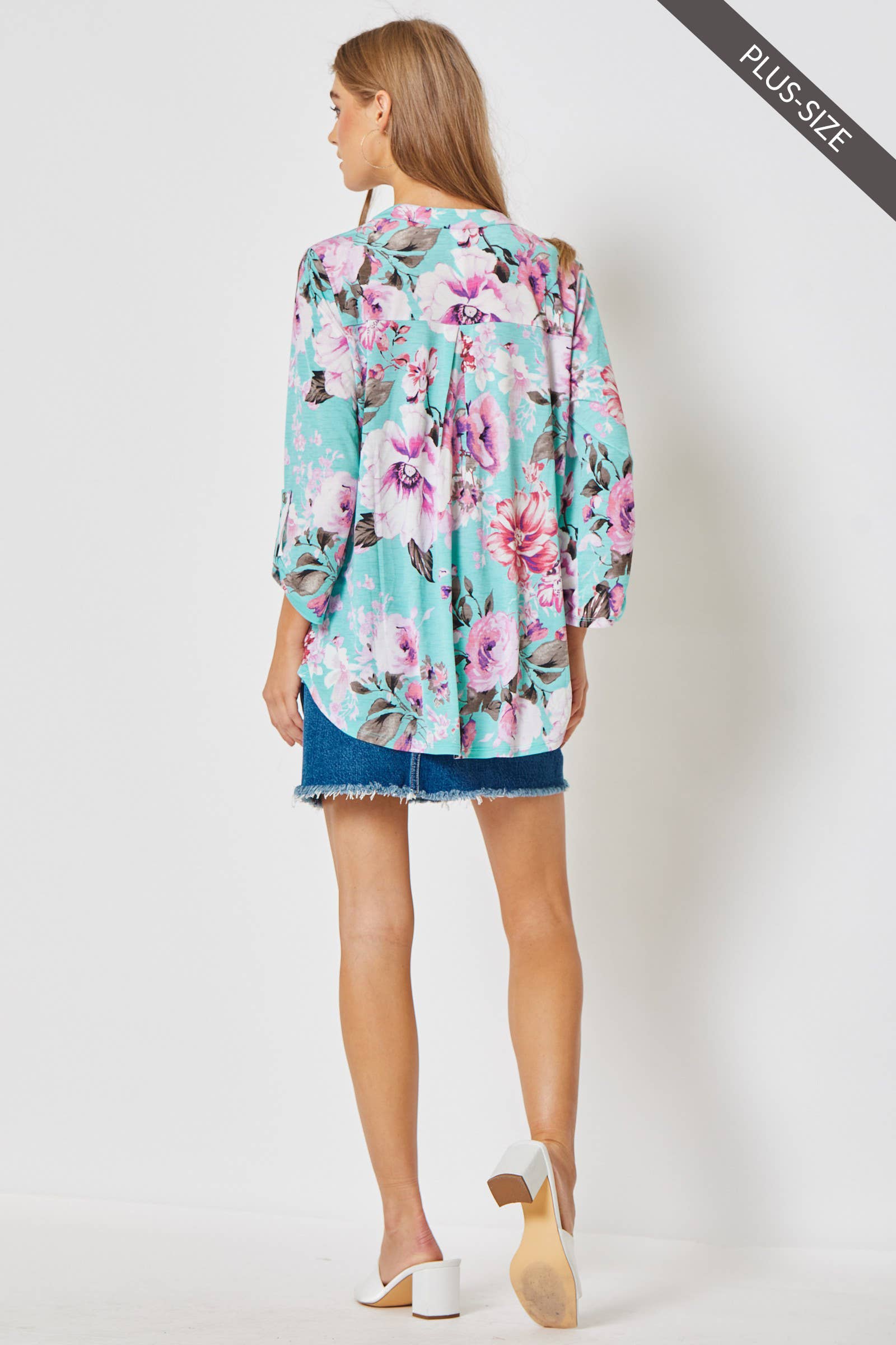 3/4 Sleeve LIZZY Wrinkle Free Top: MINT