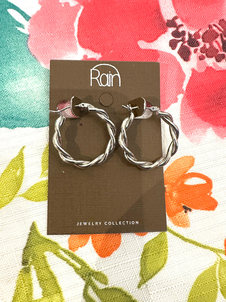 Rain Silver Chain Hoop Earrings