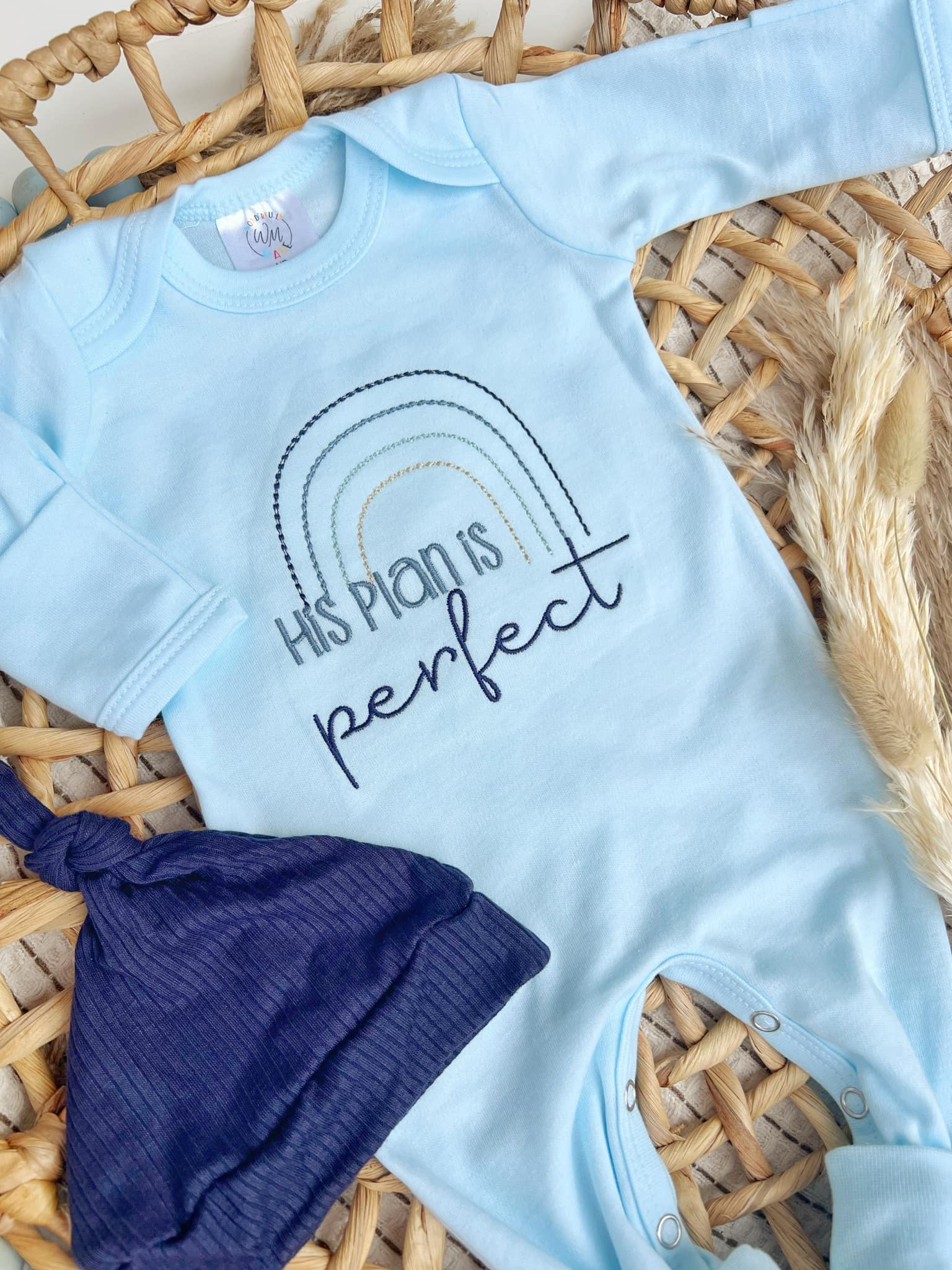 Baby Romper | Baby Boy Outfit His Plans Are Perfect Rainbow: 0-3 months / Romper only