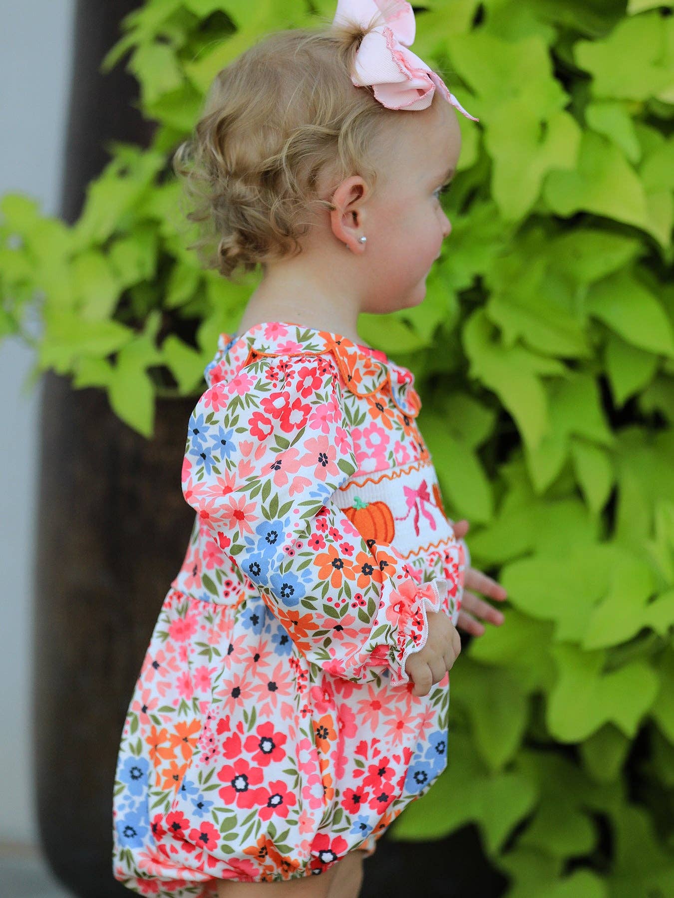 Pumpkin Bow Smocked Romper