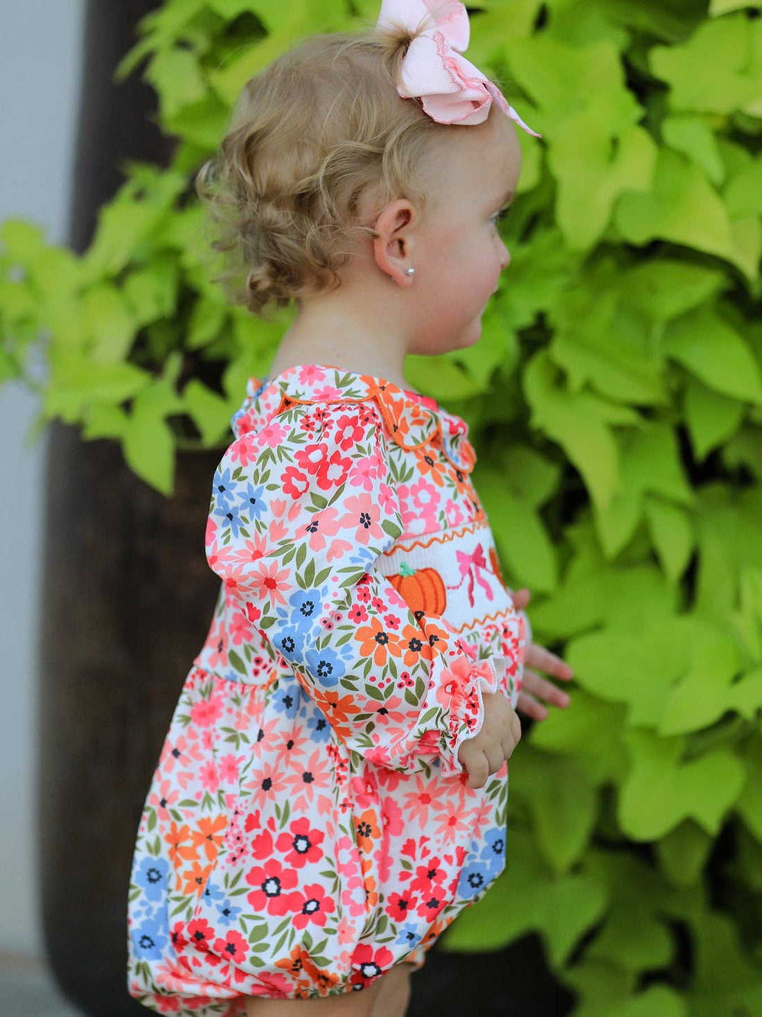 Pumpkin Bow Smocked Romper