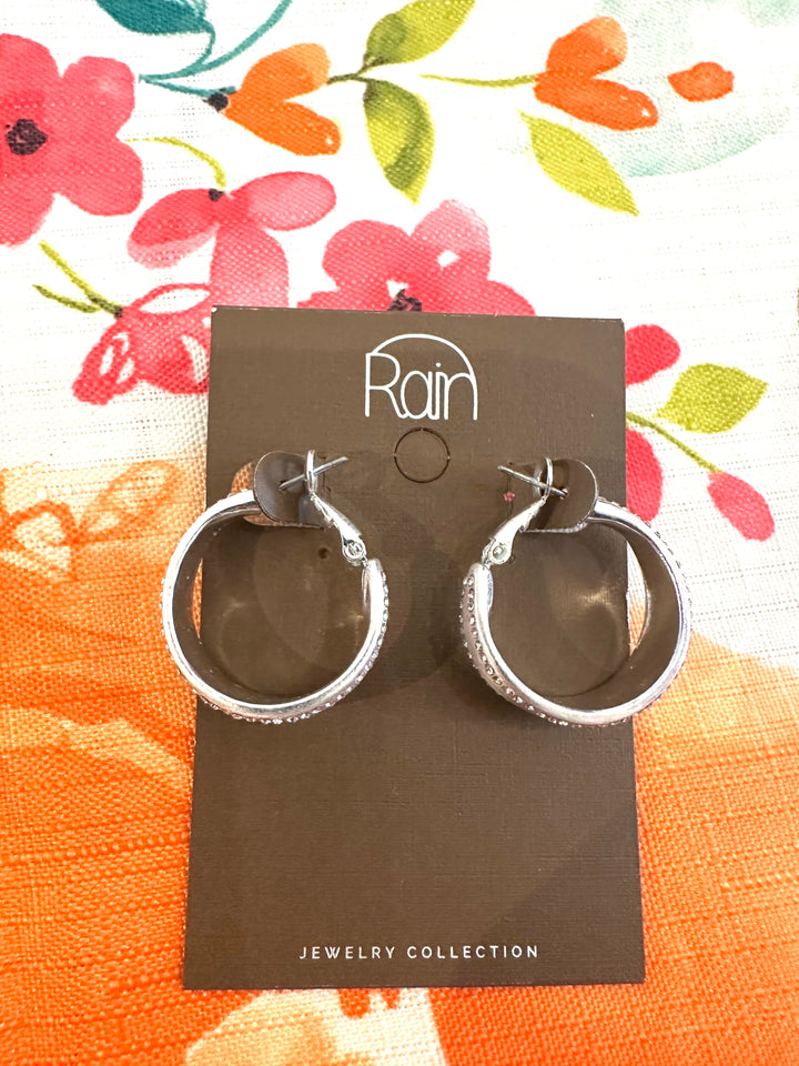 Rain Silver Beaded Hoop Earrings