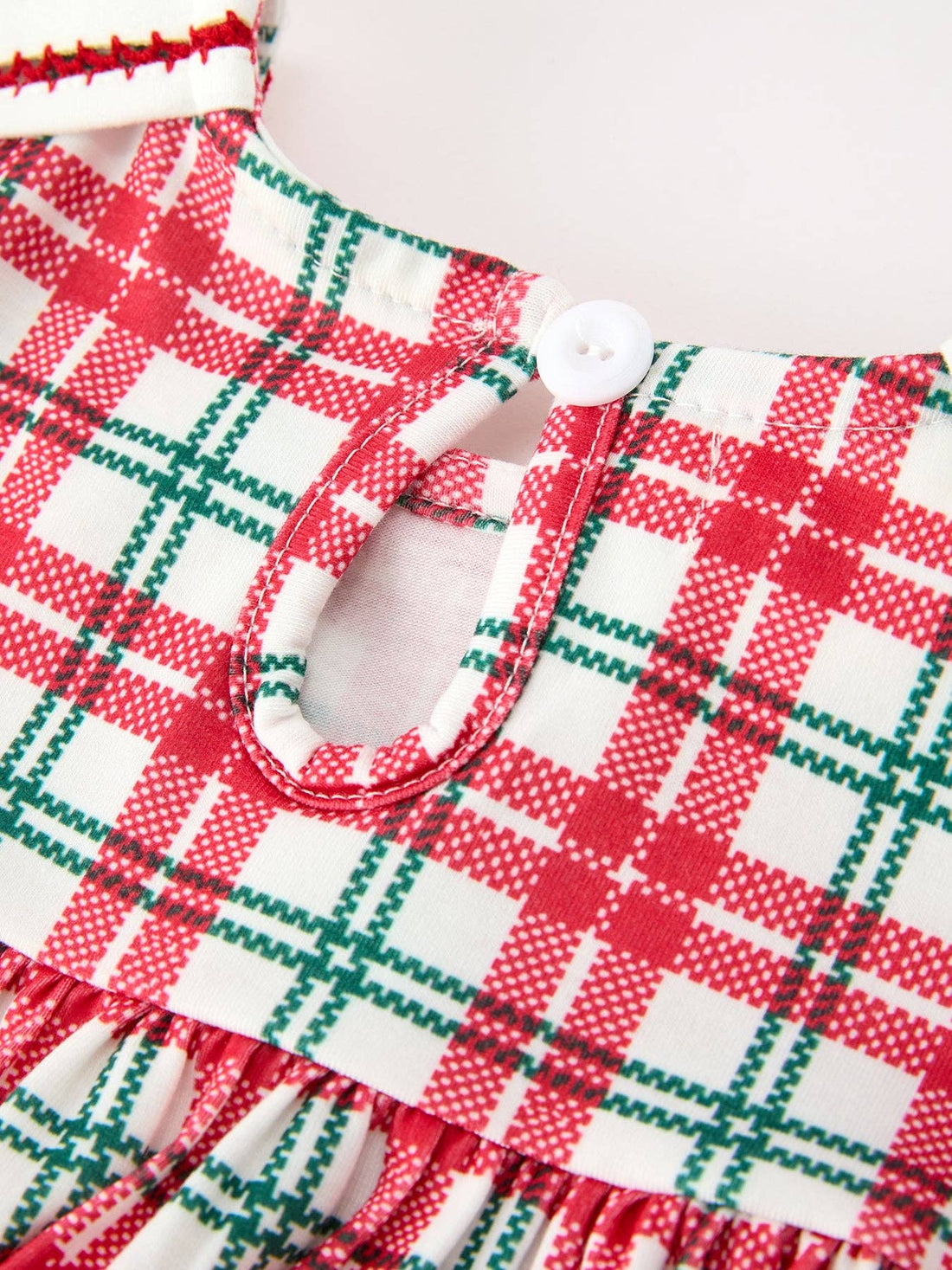 Christmas Plaid Wreath Embroidered Dress