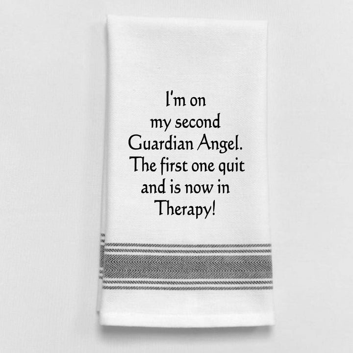 "I'm on my second guardian angel...", Tea Towel
