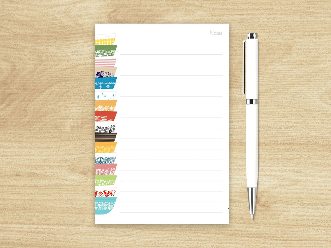 Pyrex-Inspired Stack Notepad – Retro Writing Pad: Blank pages