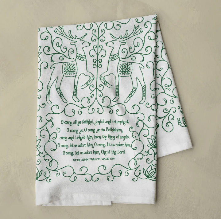 O Come All ye Faithful, Joyful, and Triumphant Tea Towel