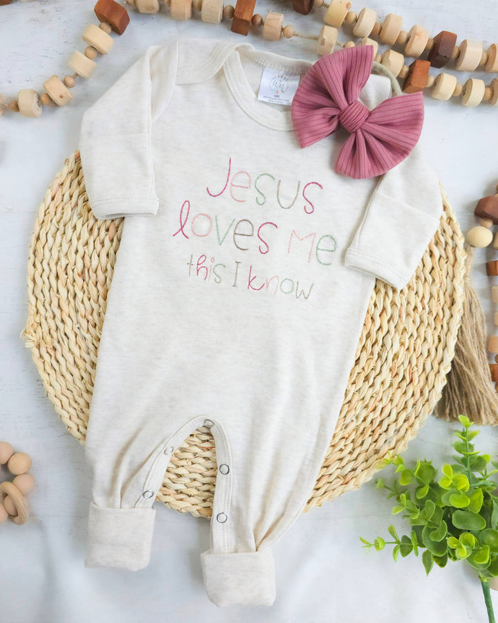 Baby Romper | Baby Girl Outfit - Jesus Loves Me: 0-3 months / Romper only