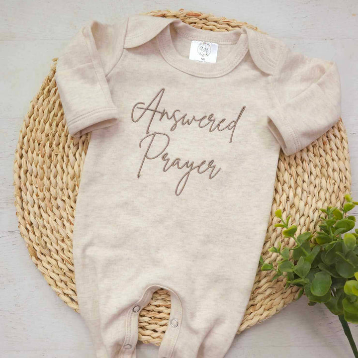 Baby Romper | Answered Prayers Oatmeal: 0-3M / Romper Only
