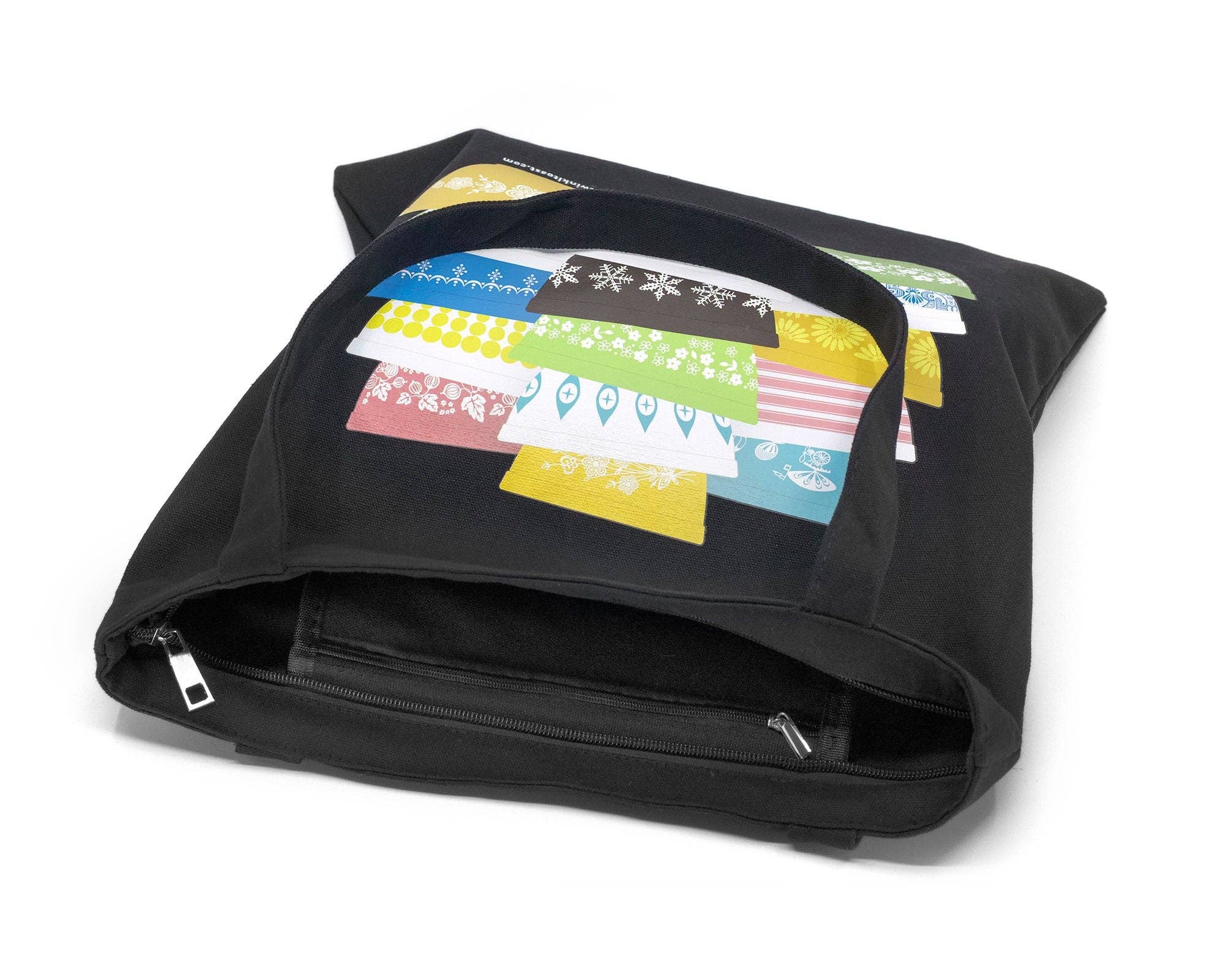 Black. Pyrex Inspired Zipper Tote Bag