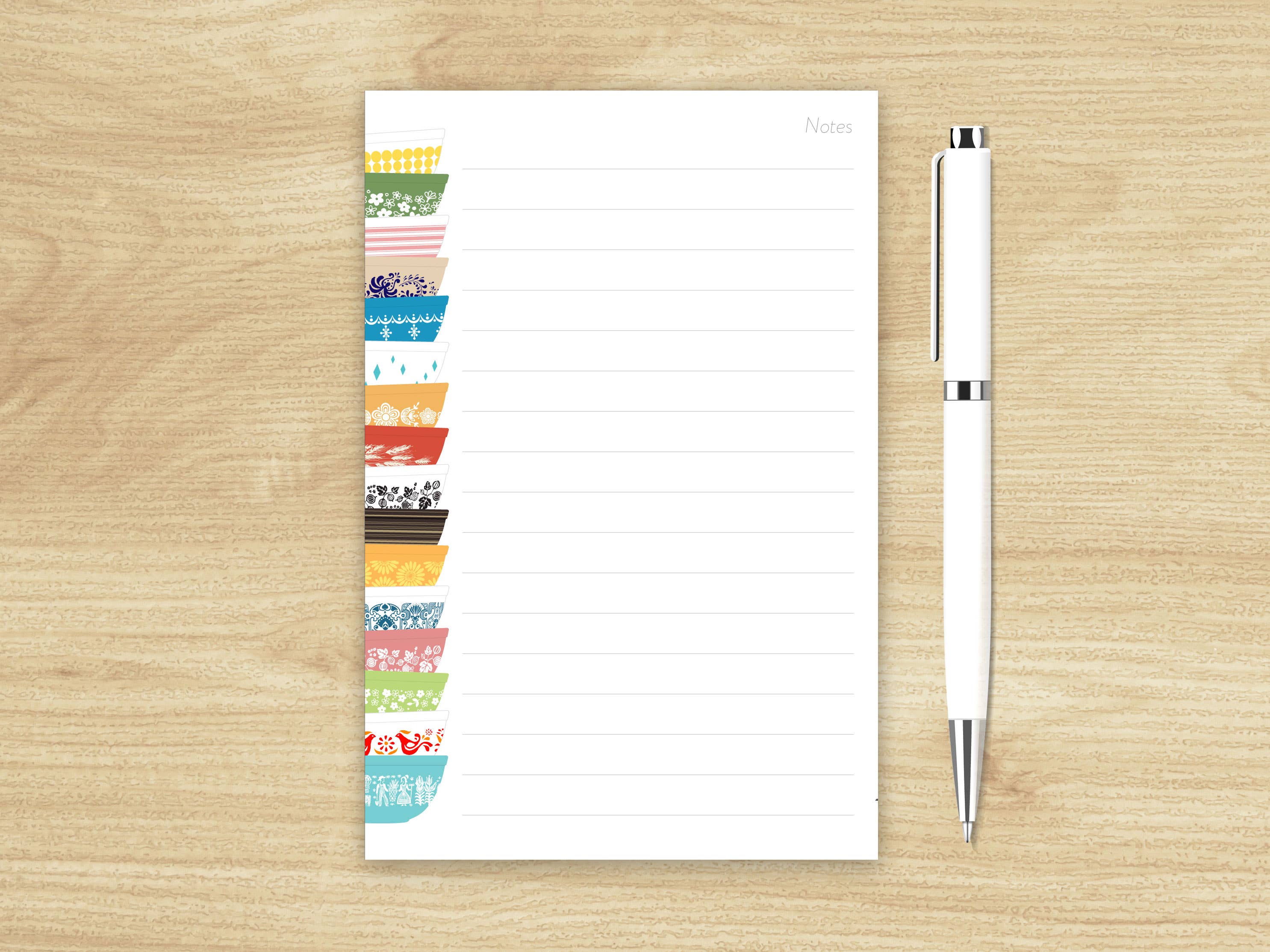 Pyrex-Inspired Stack Notepad – Retro Writing Pad: Blank pages