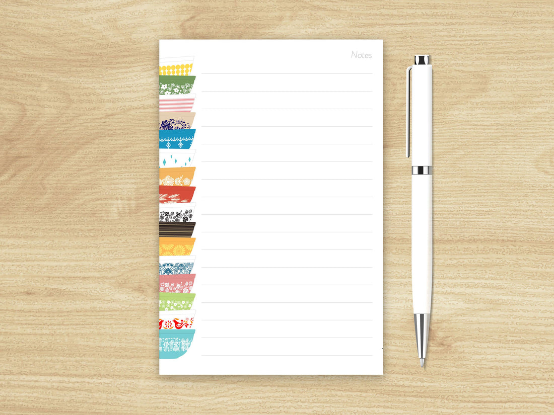 Pyrex-Inspired Stack Notepad – Retro Writing Pad: Blank pages