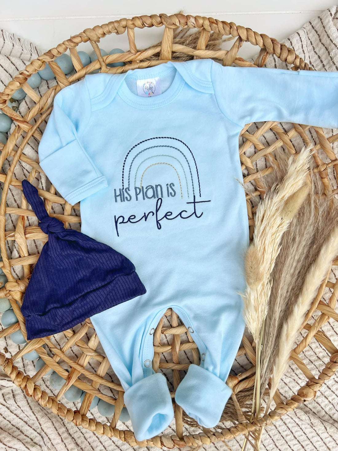 Baby Romper | Baby Boy Outfit His Plans Are Perfect Rainbow: 0-3 months / Romper only