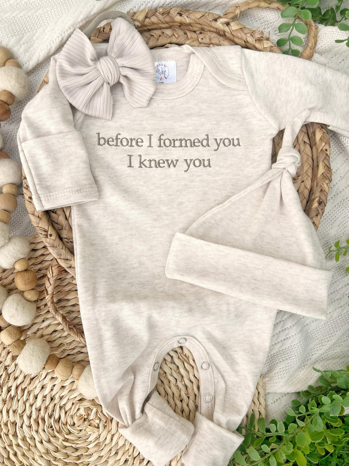 Baby Romper | Before I Formed You, I Knew You print: 0-3M / Romper Only