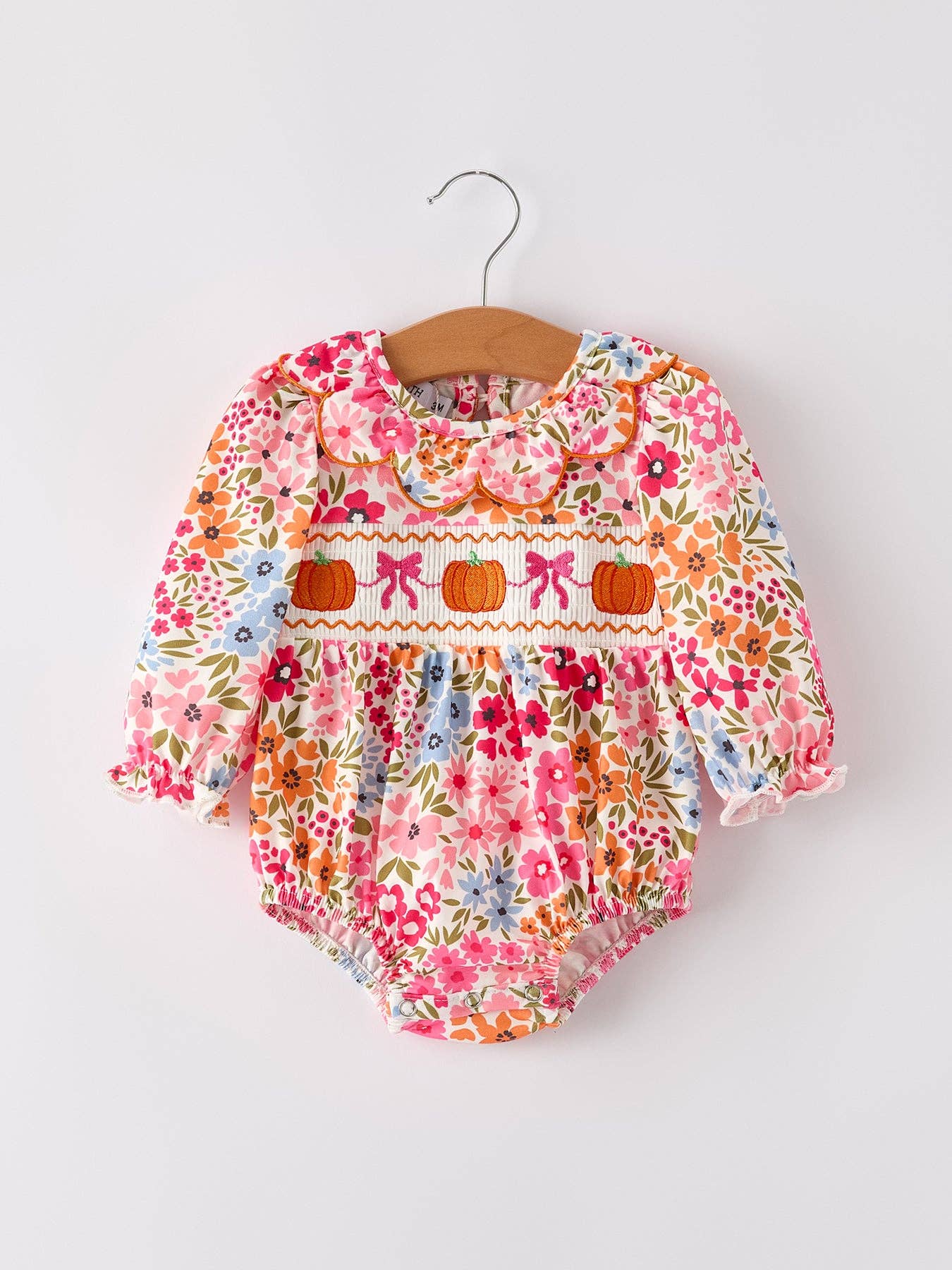 Pumpkin Bow Smocked Romper