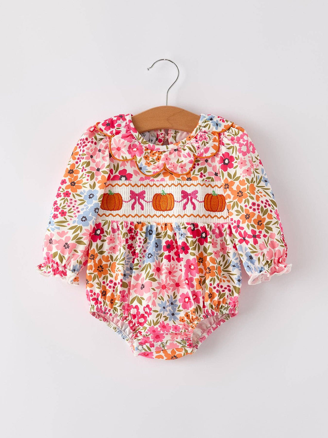 Pumpkin Bow Smocked Romper