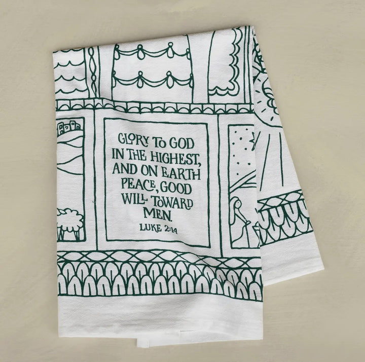 Glory to God Tea Towel
