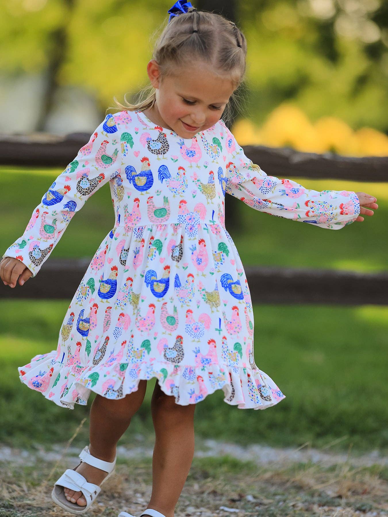 Fall Farm Chickens Twirl Dress
