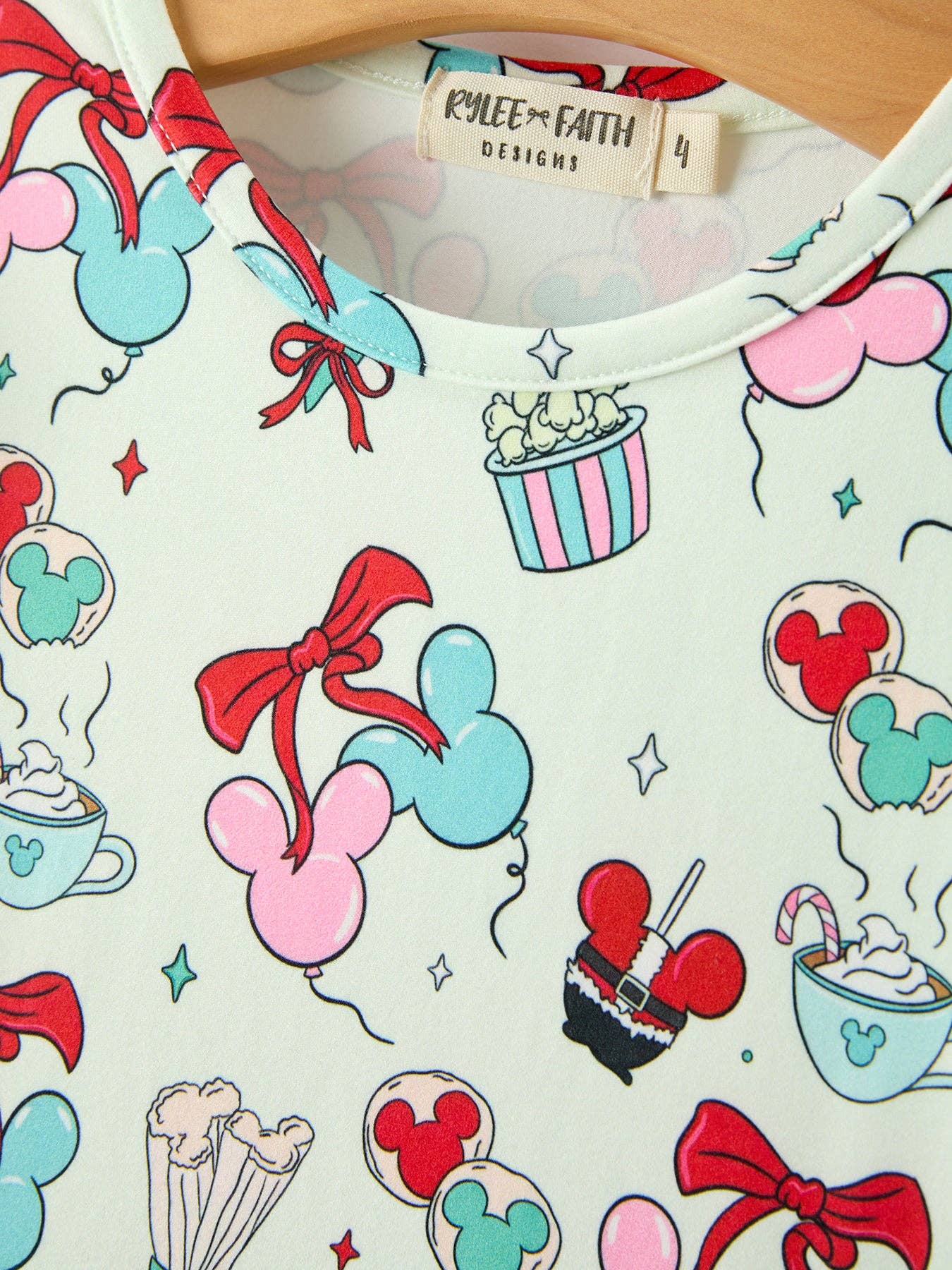 Disney Christmas Mint Party Treat Long Sleeve Twirl Dress