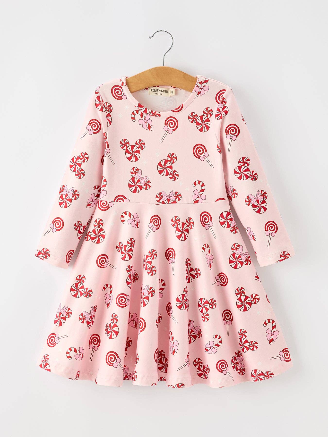 Disney Christmas Peppermint Long Sleeve Twirl Dress