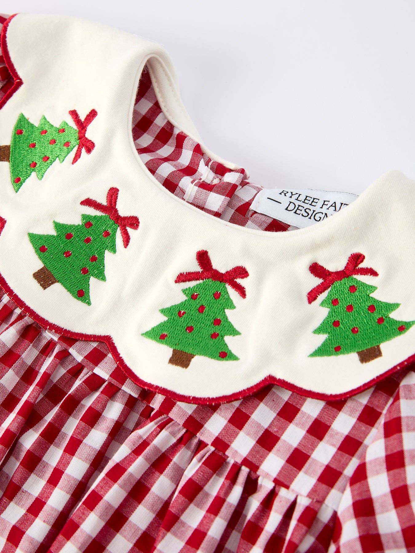 Christmas Embroidered Christmas Tree Plaid Dress