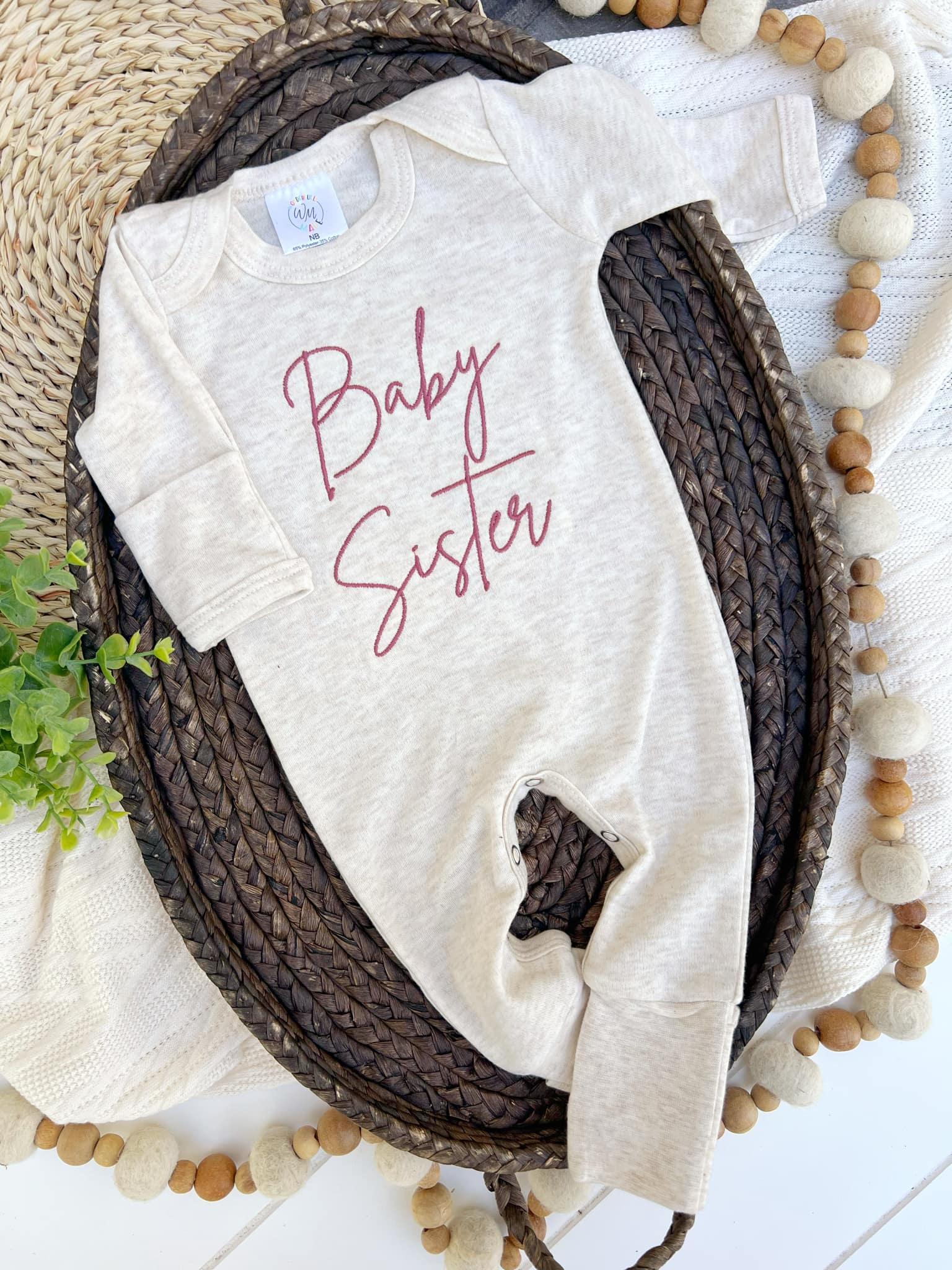 Baby Romper | Baby Sister Pink - Baby Announcement Outfit: 0-3 months / Romper only