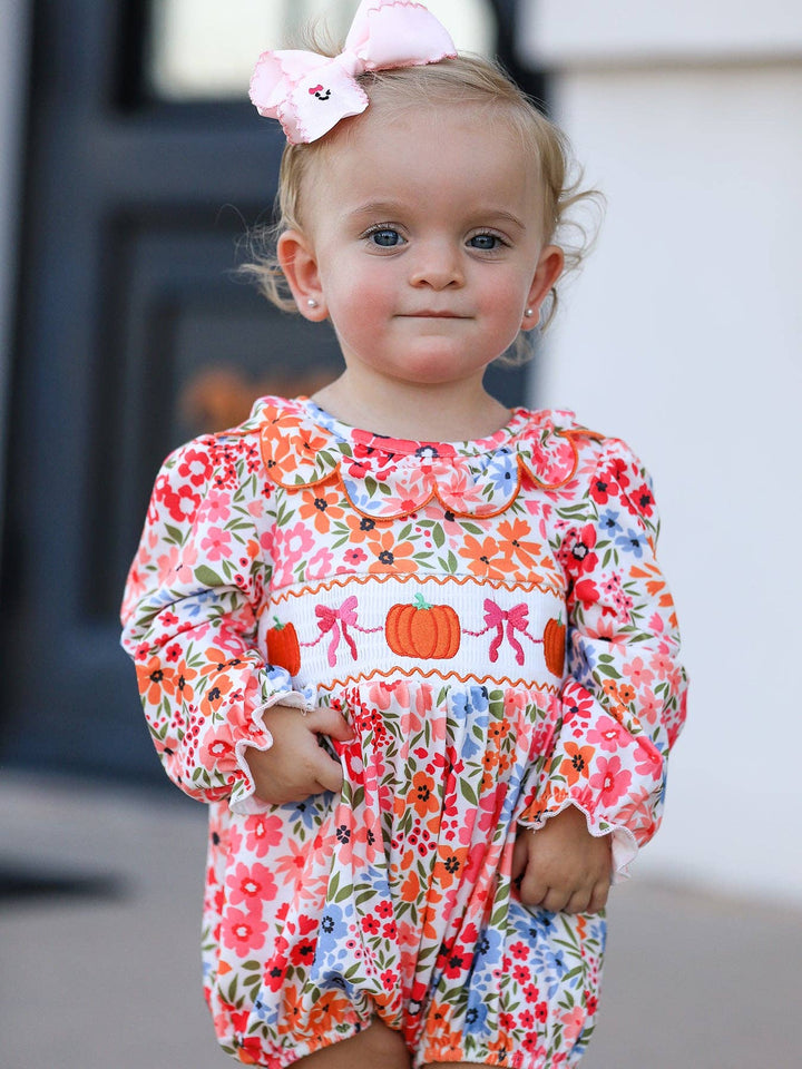 Pumpkin Bow Smocked Romper