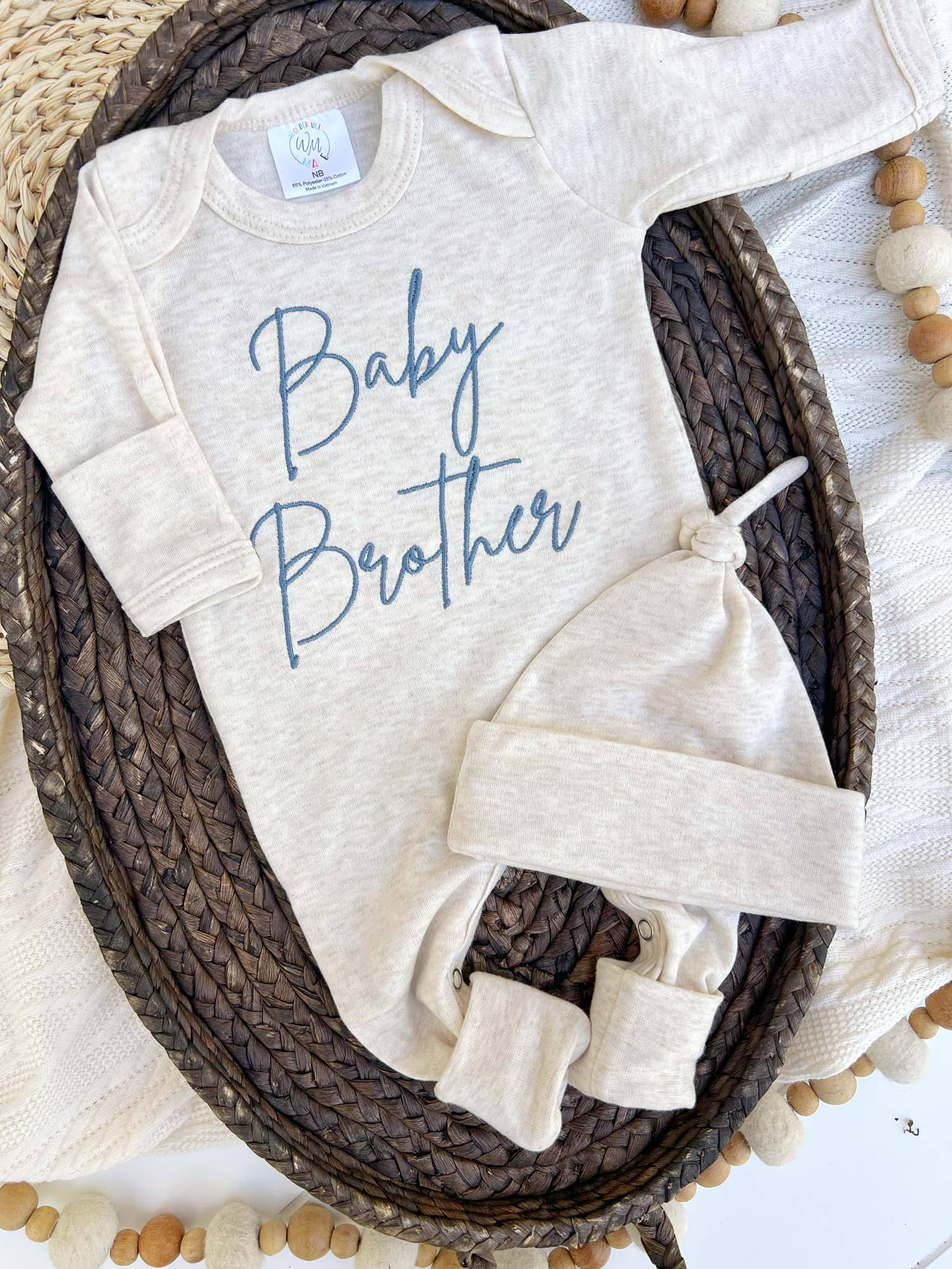 Baby Romper | Baby Brother Blue - Baby Announcement: 0-3 months / Romper only