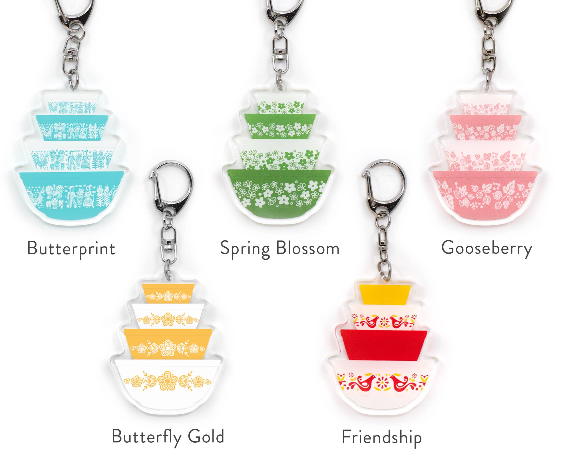 Pyrex-Inspired Mixing Bowl Keychains