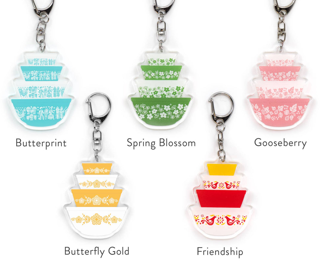Pyrex-Inspired Mixing Bowl Keychains