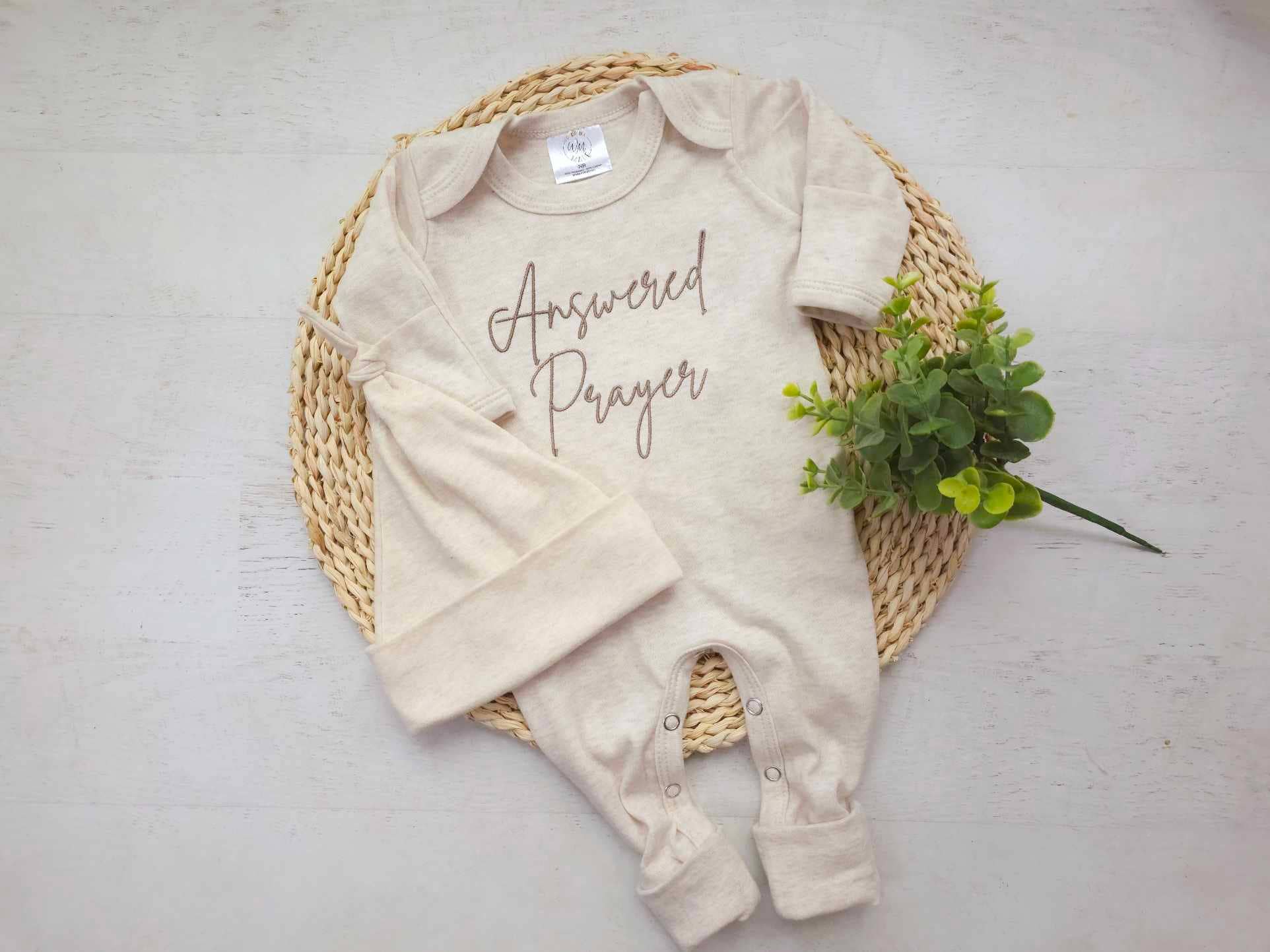 Baby Romper | Answered Prayers Oatmeal: 0-3M / Romper Only
