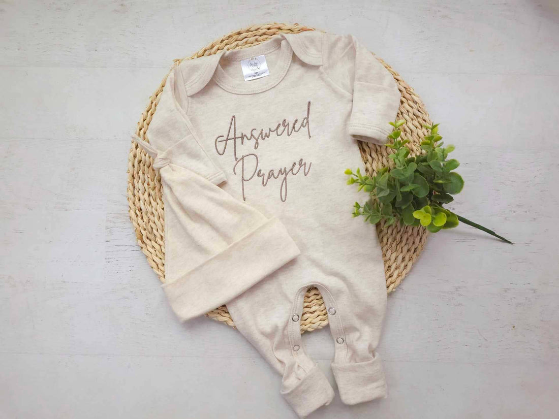 Baby Romper | Answered Prayers Oatmeal: 0-3M / Romper Only