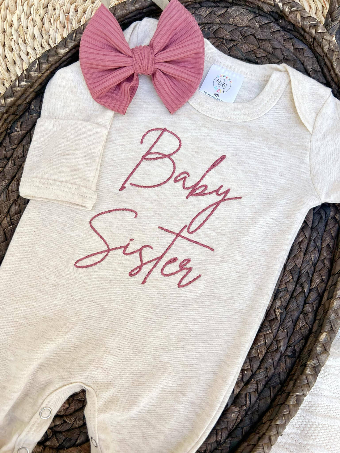 Baby Romper | Baby Sister Pink - Baby Announcement Outfit: 0-3 months / Romper only