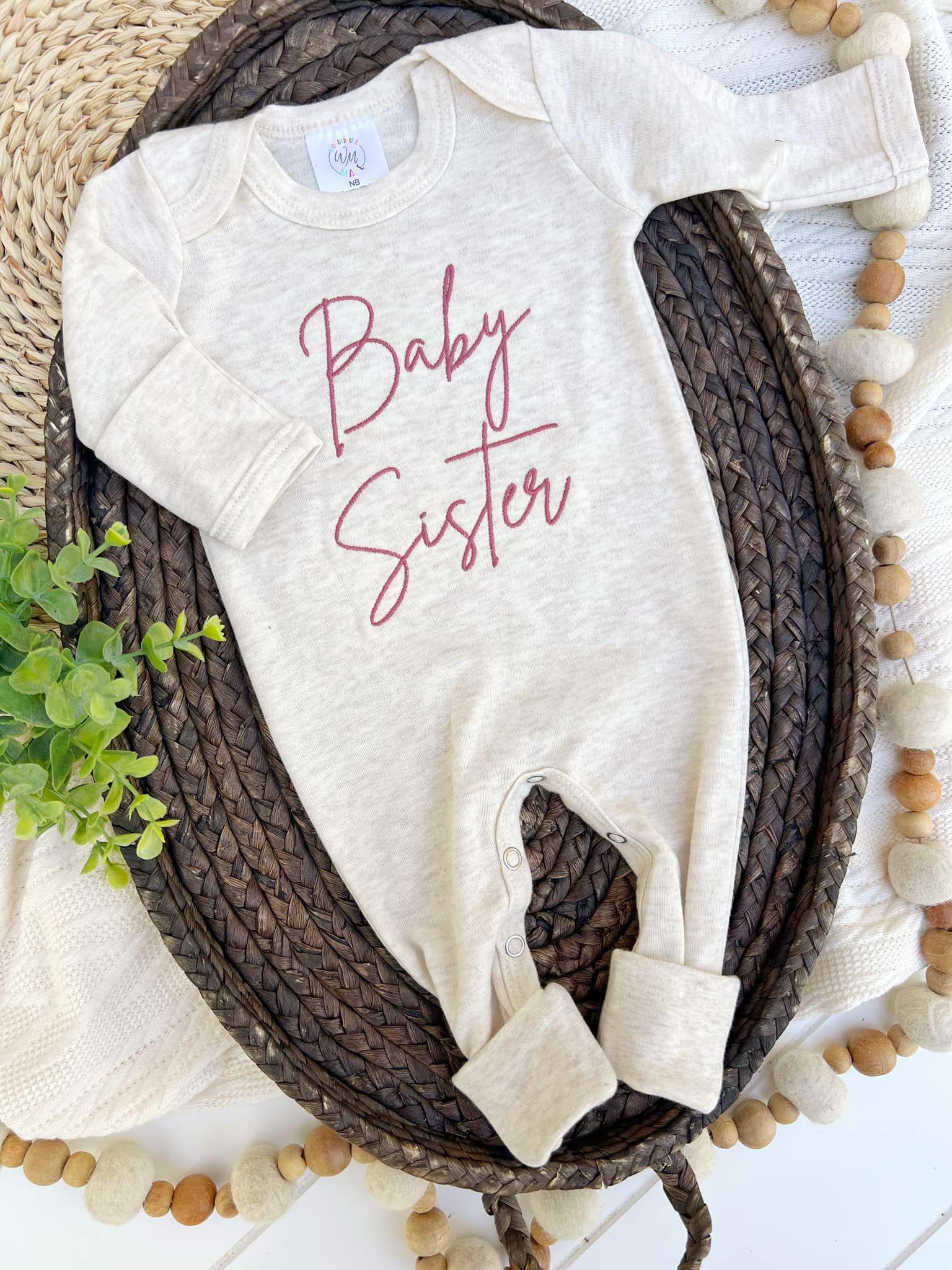 Baby Romper | Baby Sister Pink - Baby Announcement Outfit: 0-3 months / Romper only