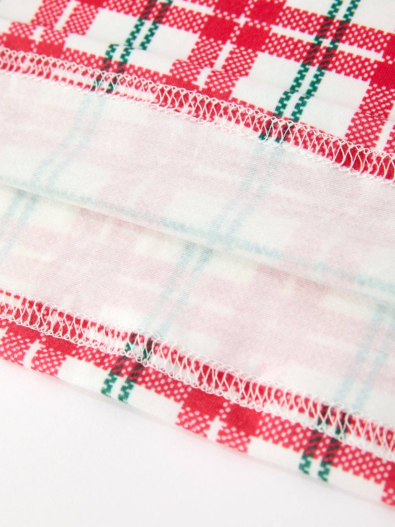 Christmas Plaid Wreath Embroidered Dress