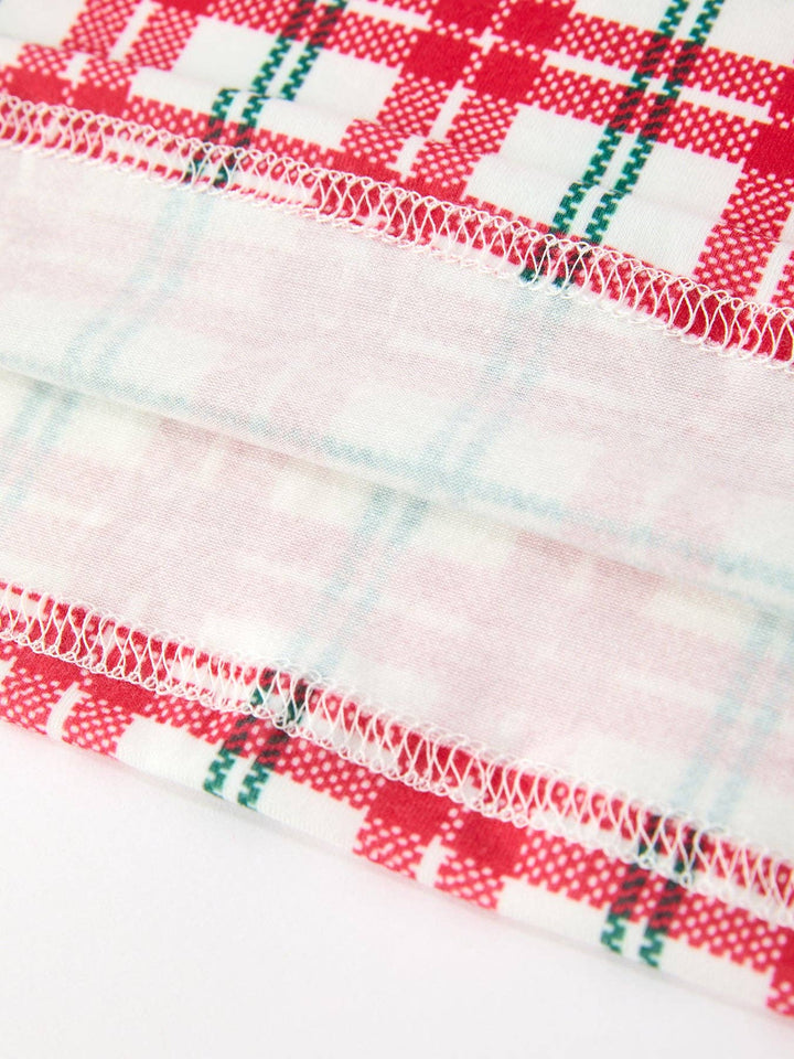 Christmas Plaid Wreath Embroidered Dress
