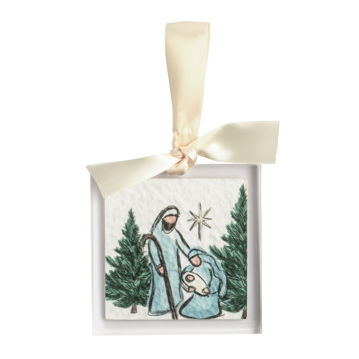 Acrylic Ornament: Nativity, Manger, Mary & Joseph