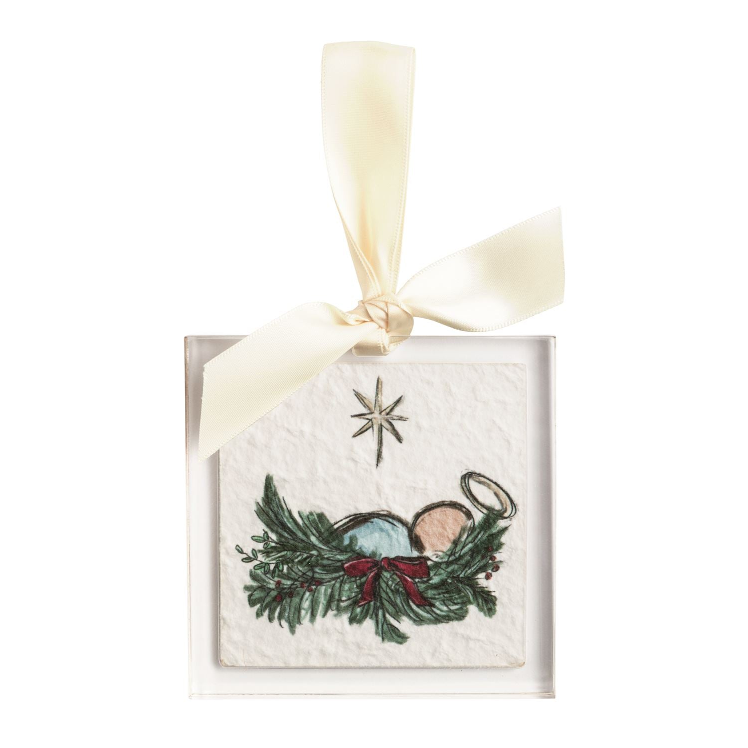 Acrylic Ornament: Nativity, Manger, Mary & Joseph
