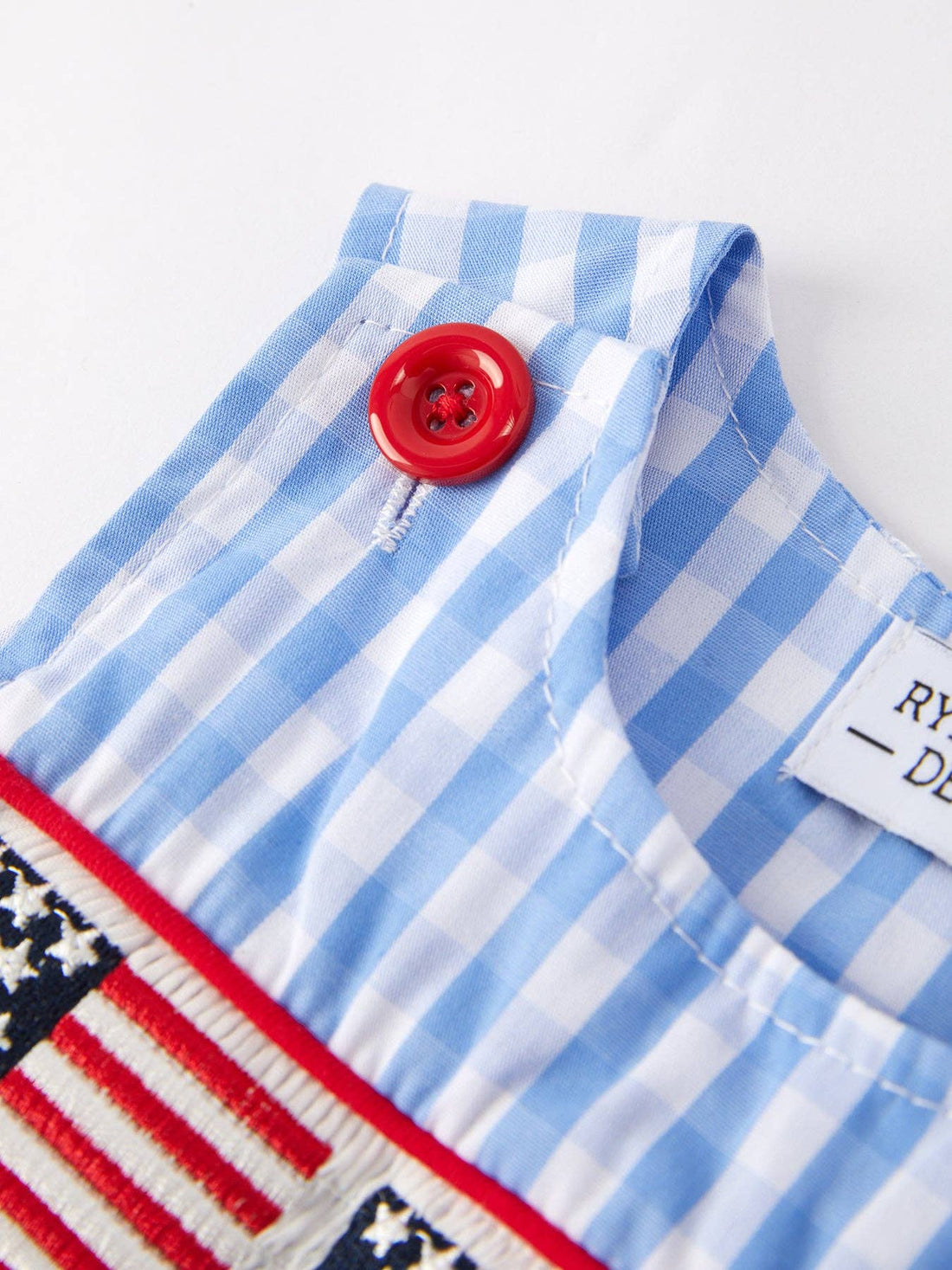 4th of July Flag Embroidery Smocking Boys Romper