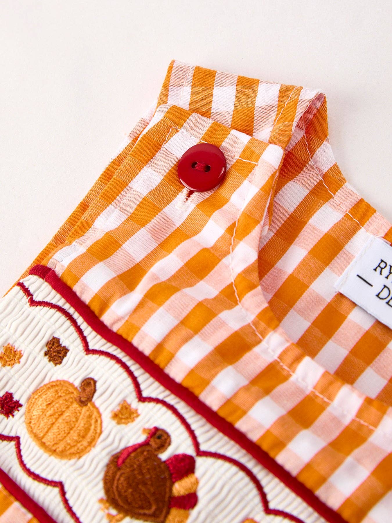 Fall Turkey Embroidered Romper for Baby Boys