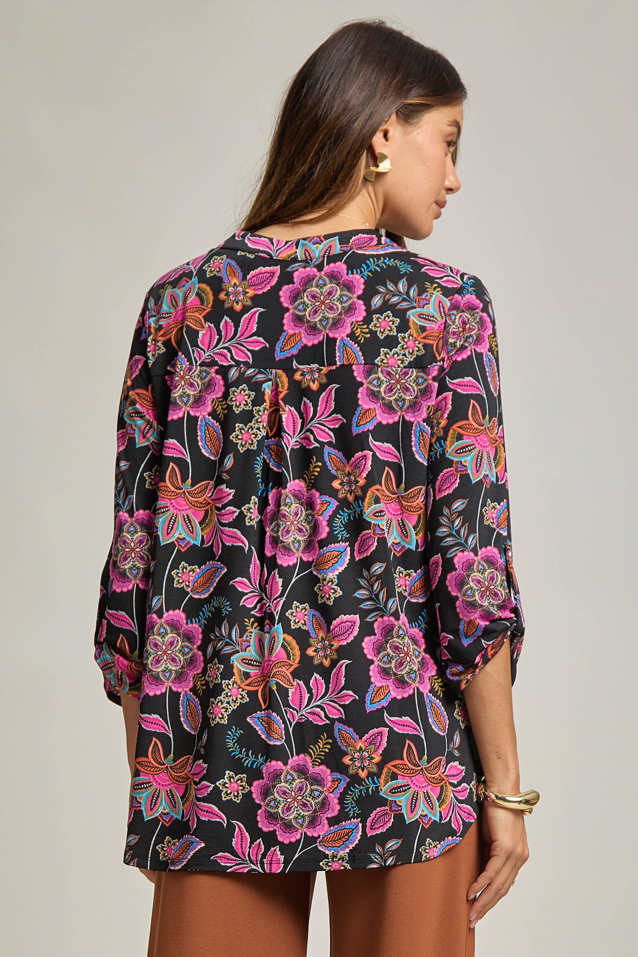 Floral Lizzy Top: Black