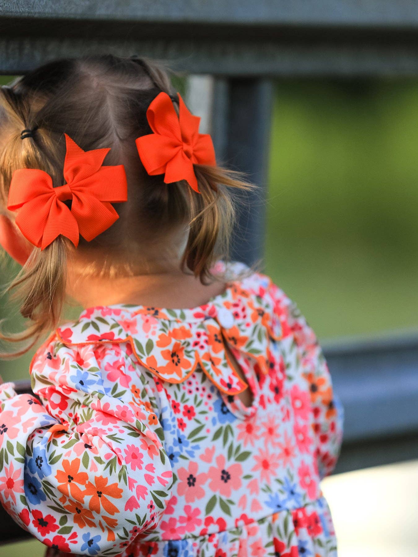 Pumpkin Bow Smocked Floral Dress