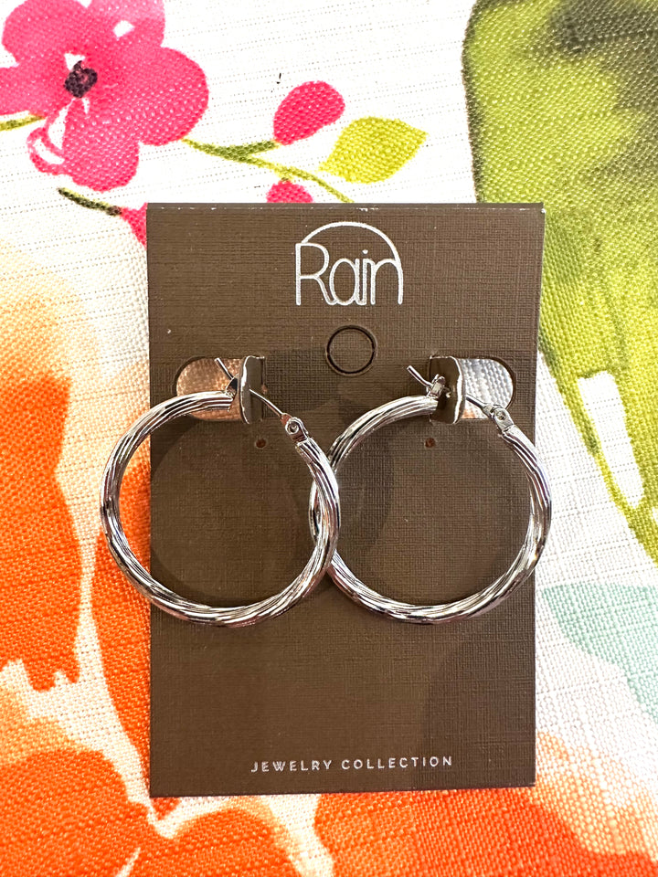 Rain Silver Hoop Earrings