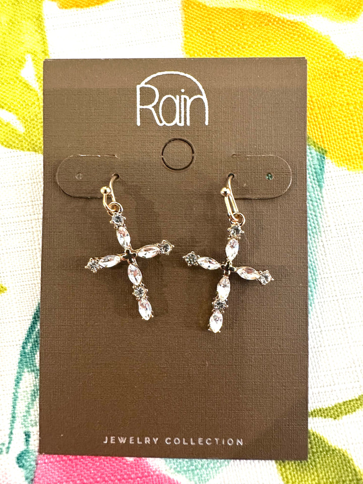 Rain Silver & Gold Small Cross Earrings