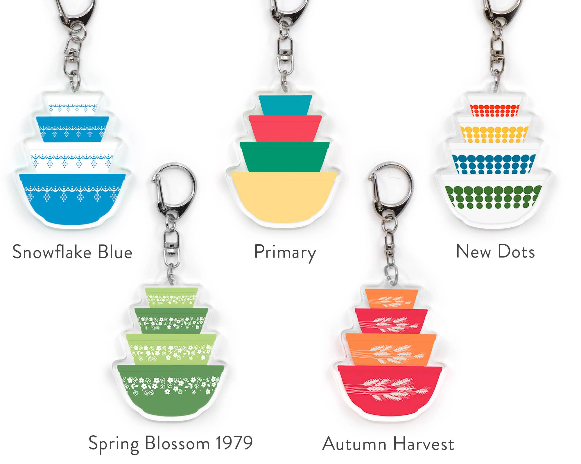 Pyrex-Inspired Mixing Bowl Keychains