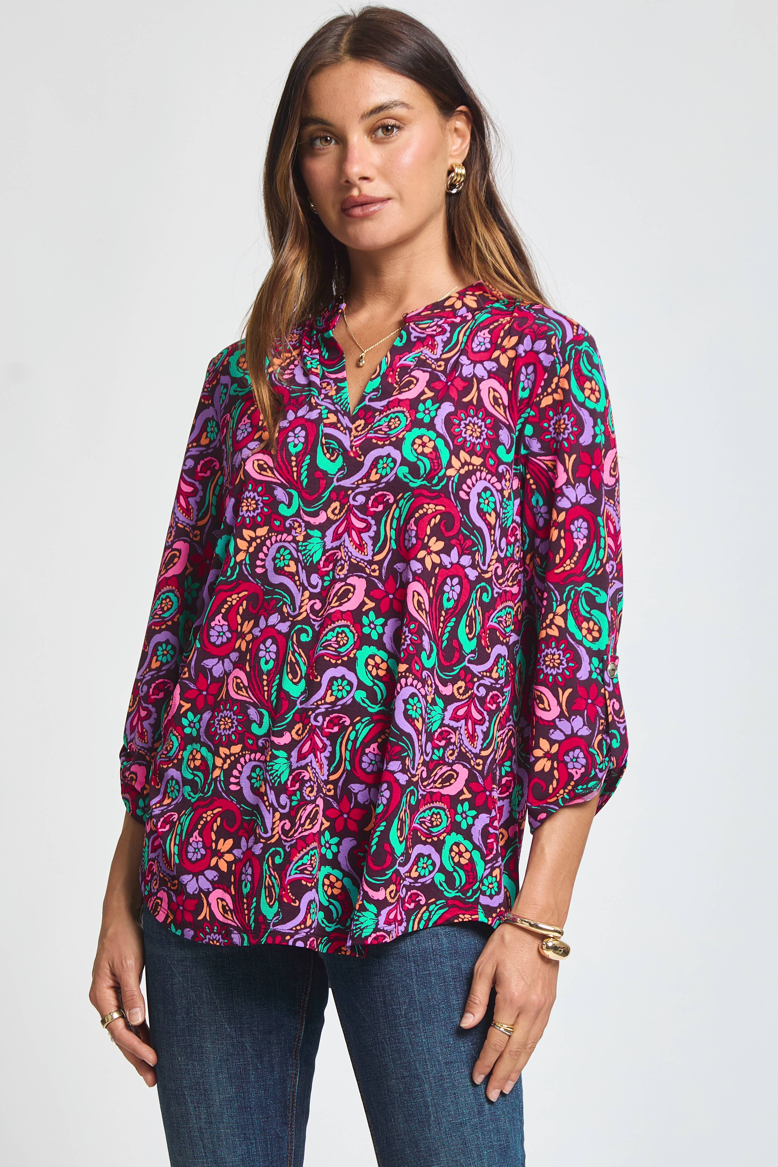 Paisley Print Lizzy Top: WINE