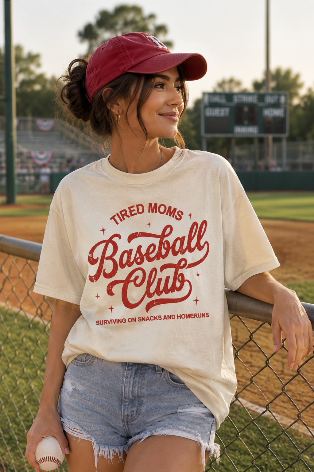 Tired Baseball Mom Graphic T-Shirt