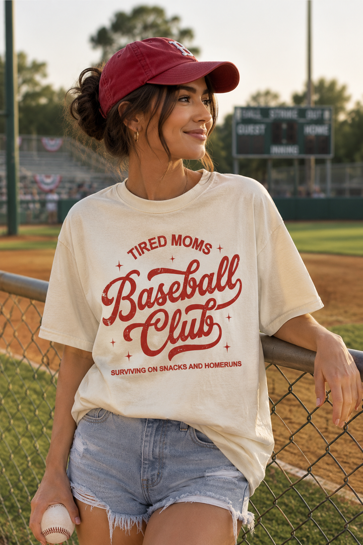 Tired Baseball Mom Graphic T-Shirt