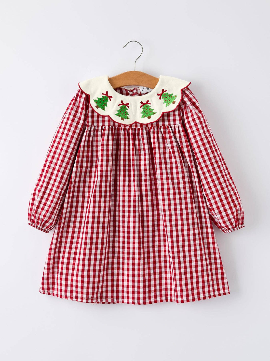 Christmas Embroidered Christmas Tree Plaid Dress