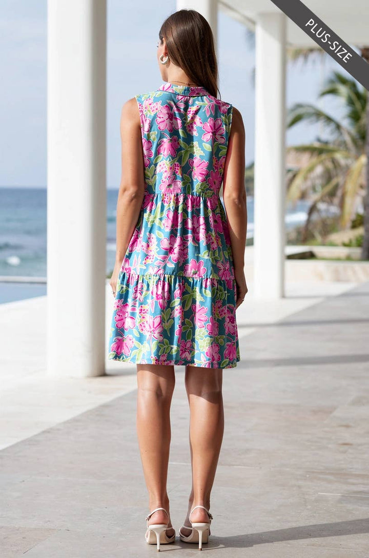 Floral Wrinkle-Free Tiered Lizzy Dress: Kelly Green