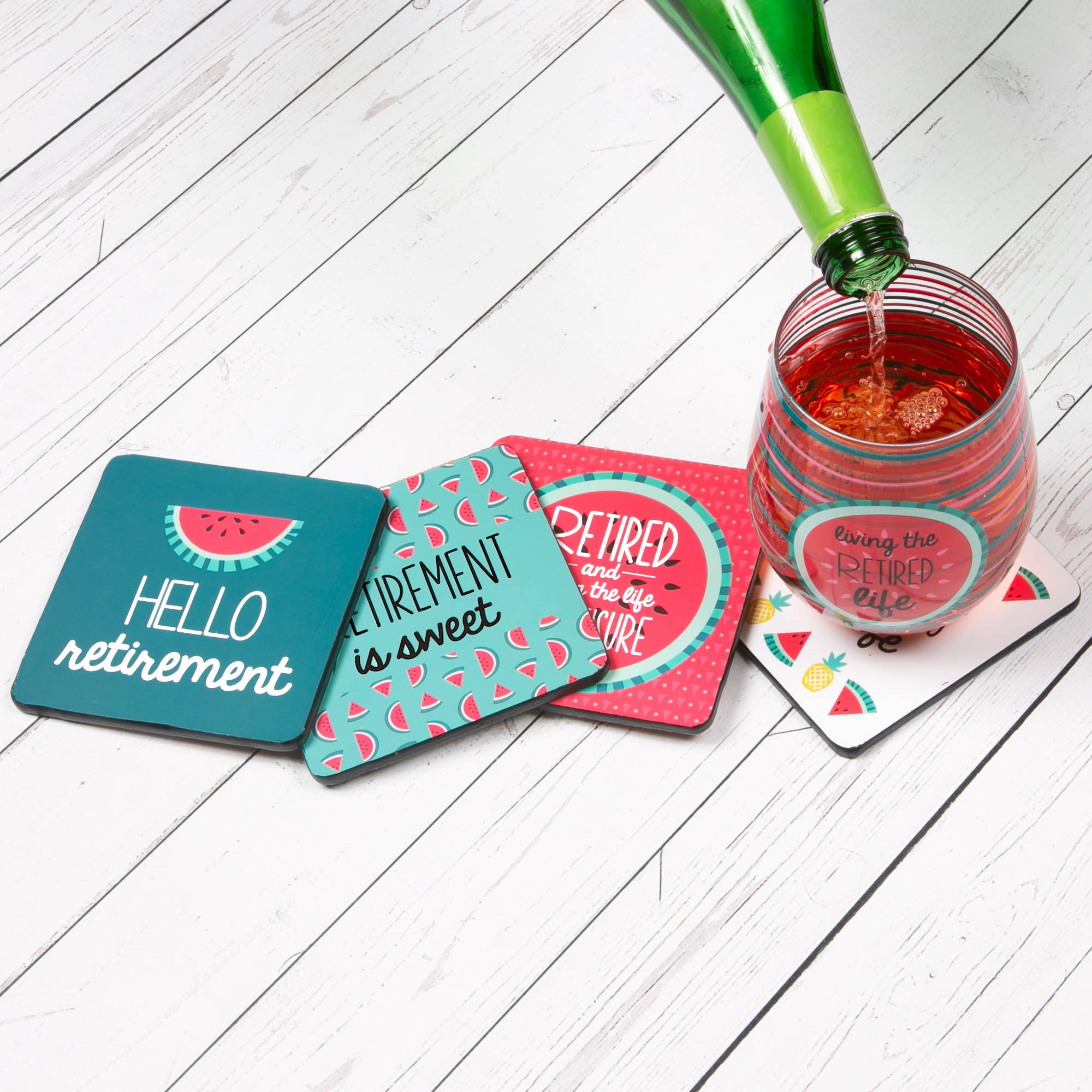 Hello Retirement - 4" Coaster Set with Box (4 Piece)